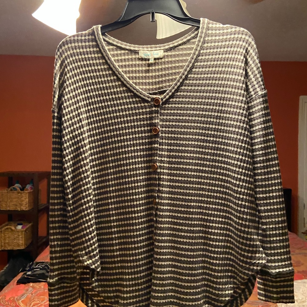 Striped Olive Green Grace and Lace Shirt